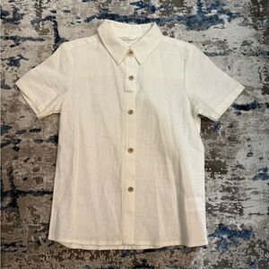 Cream Short-Sleeve Button Front Shirt